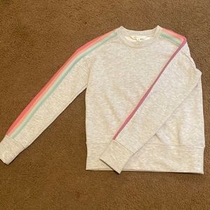 DownEast Womens Gray Pullover Colorful Sleeves Size S